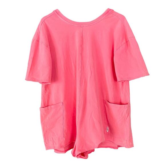 Free People Movement Hot Shot Tee Romper Electric Sunset Coral Size Small - Picture 2 of 12